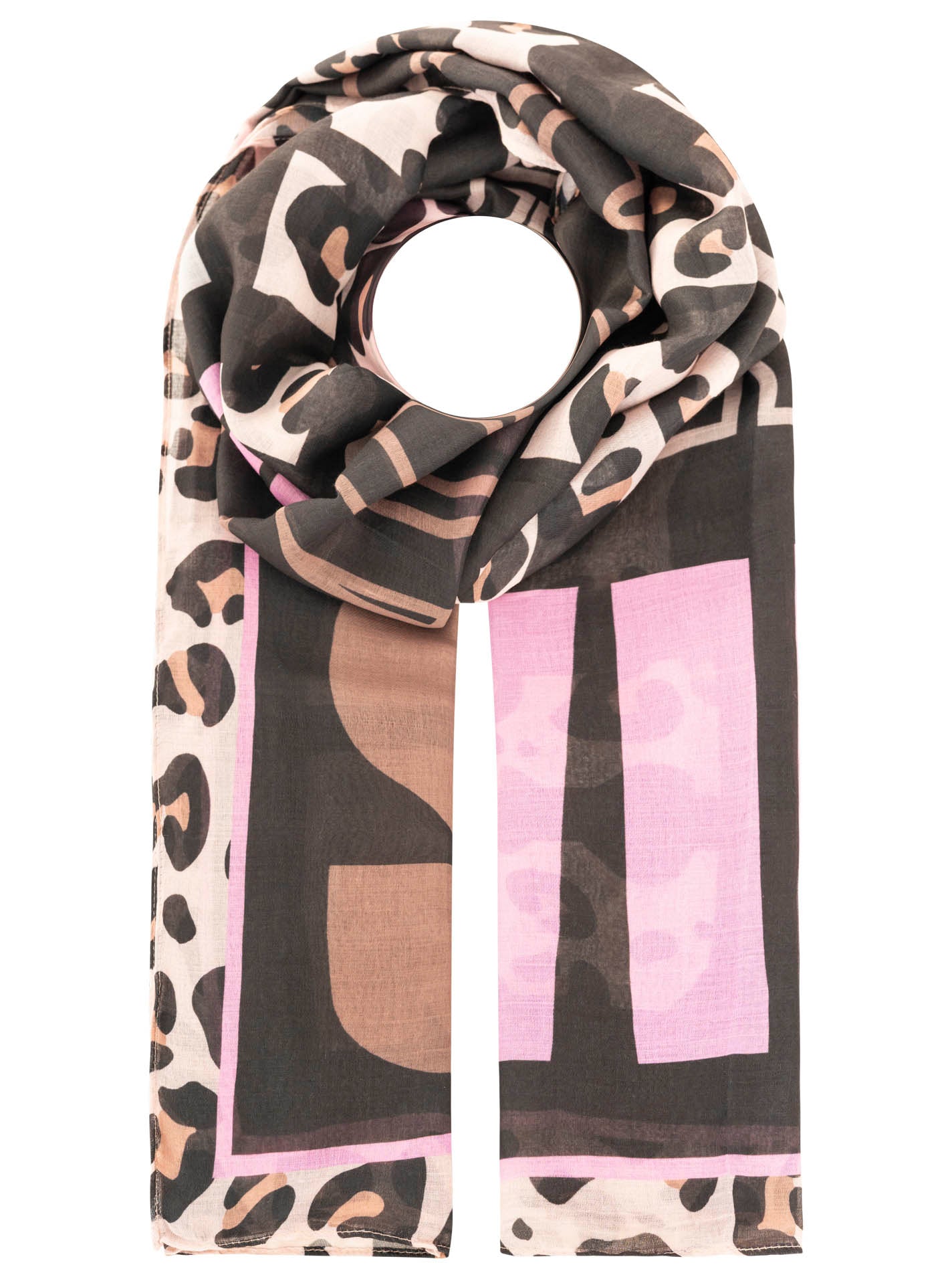 Zwillingsherz - Schal "Wild Smile" - Beige/Pink/Schwarz