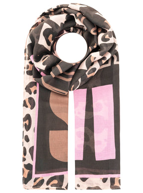 Zwillingsherz - Schal "Wild Smile" - Beige/Pink/Schwarz