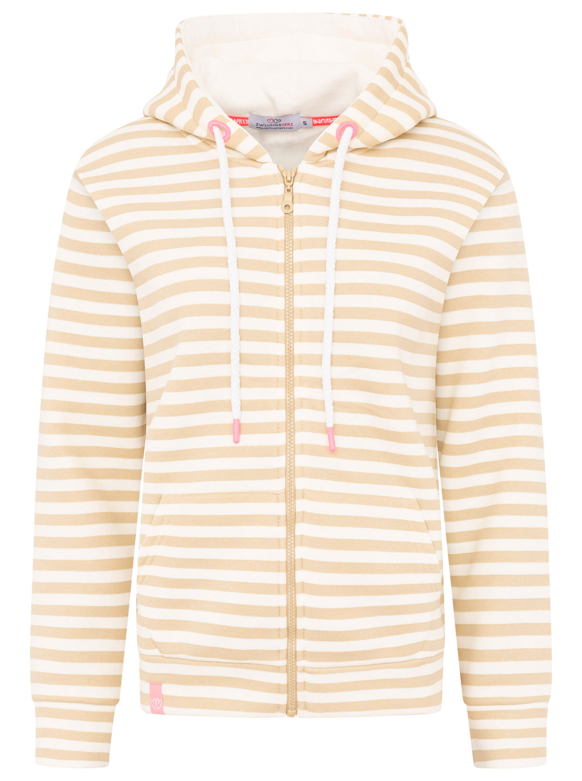 Zwillingsherz - Hoodiejacke "Streifen Smile" Beige