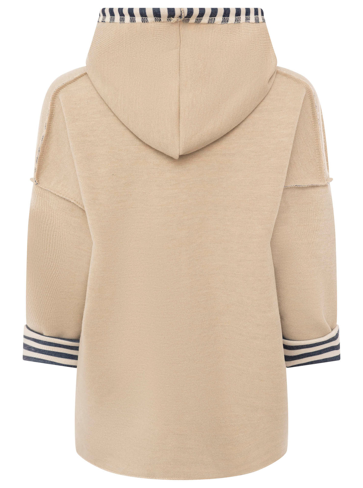 Zwillingsherz Doubleface Hoodie "Moin & Streifen" - Beige