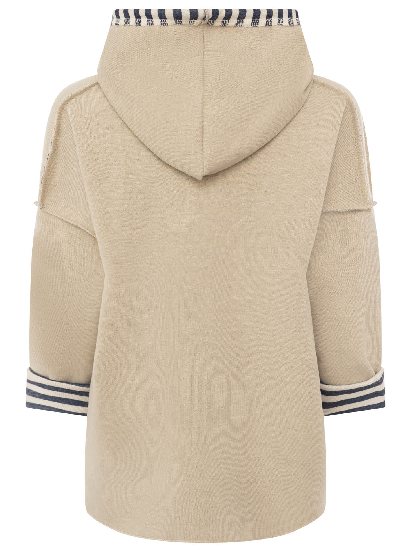 Zwillingsherz Doubleface Hoodie "Moin & Streifen" - Beige