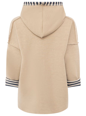 Zwillingsherz Doubleface Hoodie "Moin & Streifen" - Beige