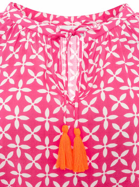 Zwillingsherz - Kurzarmbluse "Blumenstern" - Pink