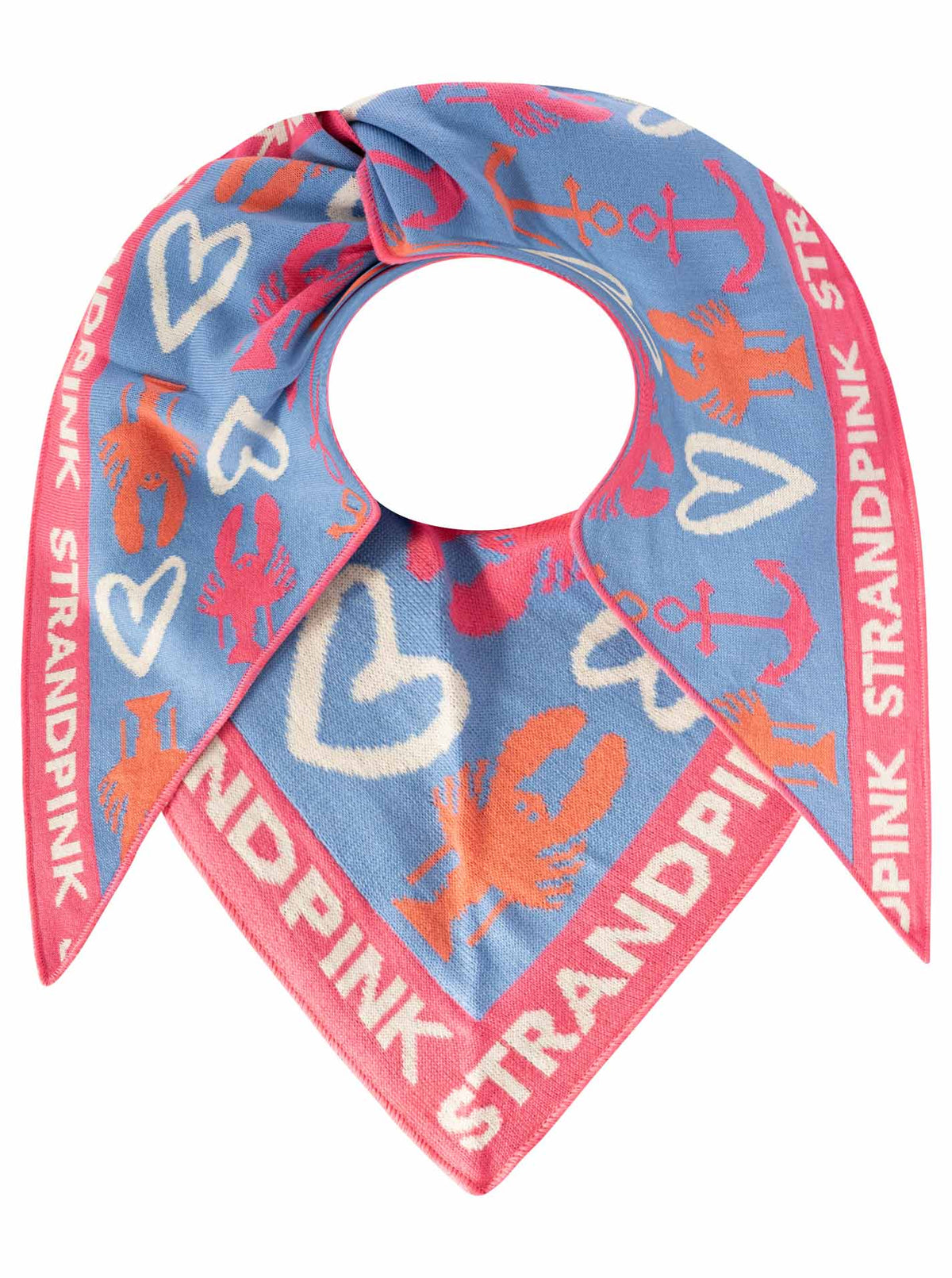 Zwillingsherz Schal/Dreieckstuch "Strandpink Anker Hummer" - Blau