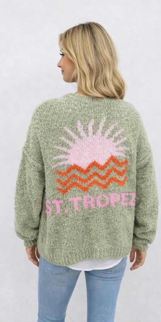 Cardigan "St Tropez" - Made in Italy - Salbei