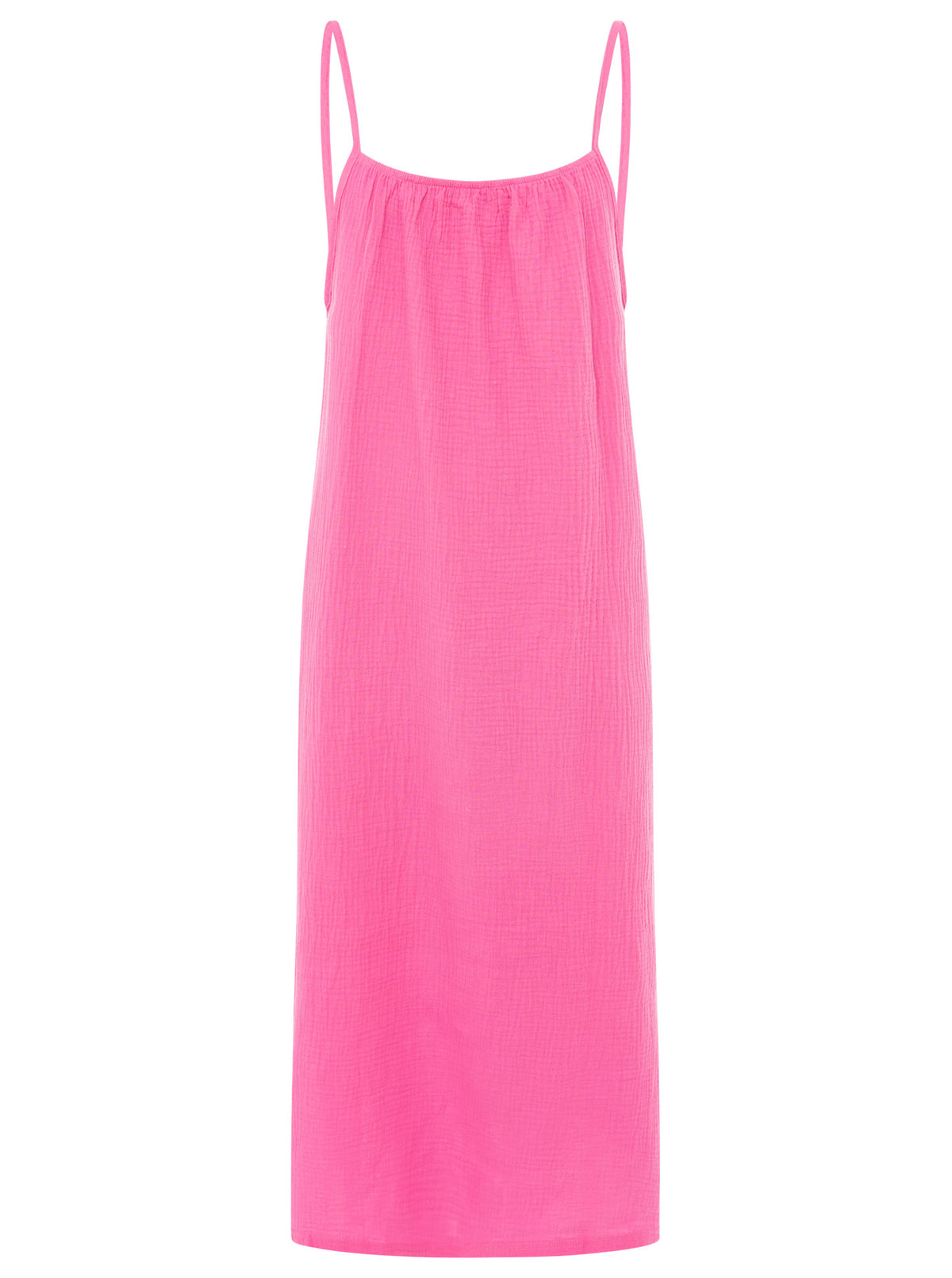 Zwillingsherz - Musselin Kleid lang Spaghettiträger - Pink