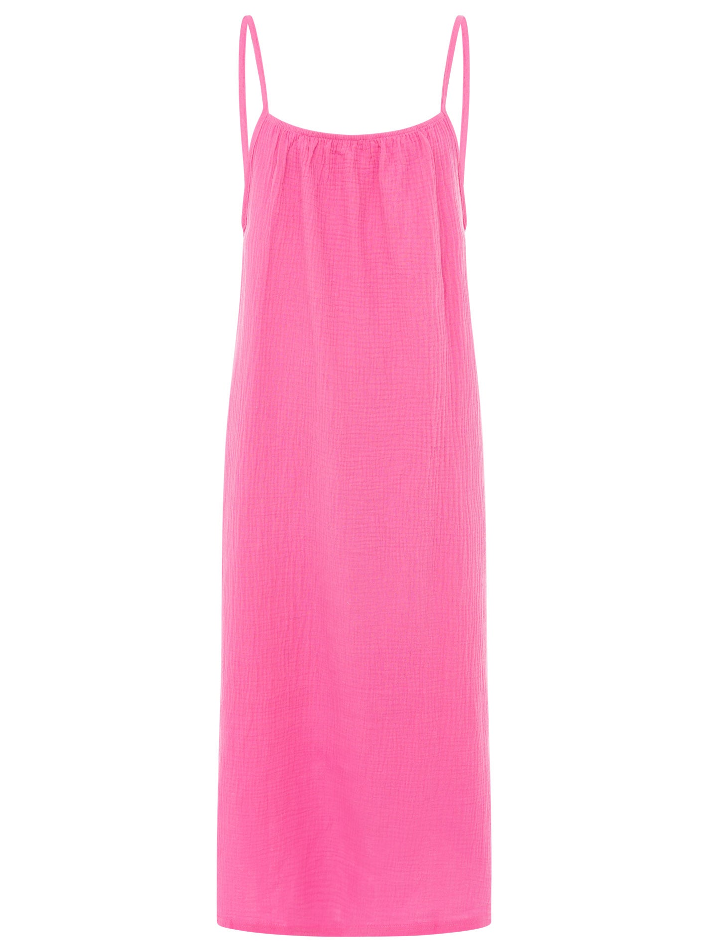 Zwillingsherz - Musselin Kleid lang Spaghettiträger - Pink