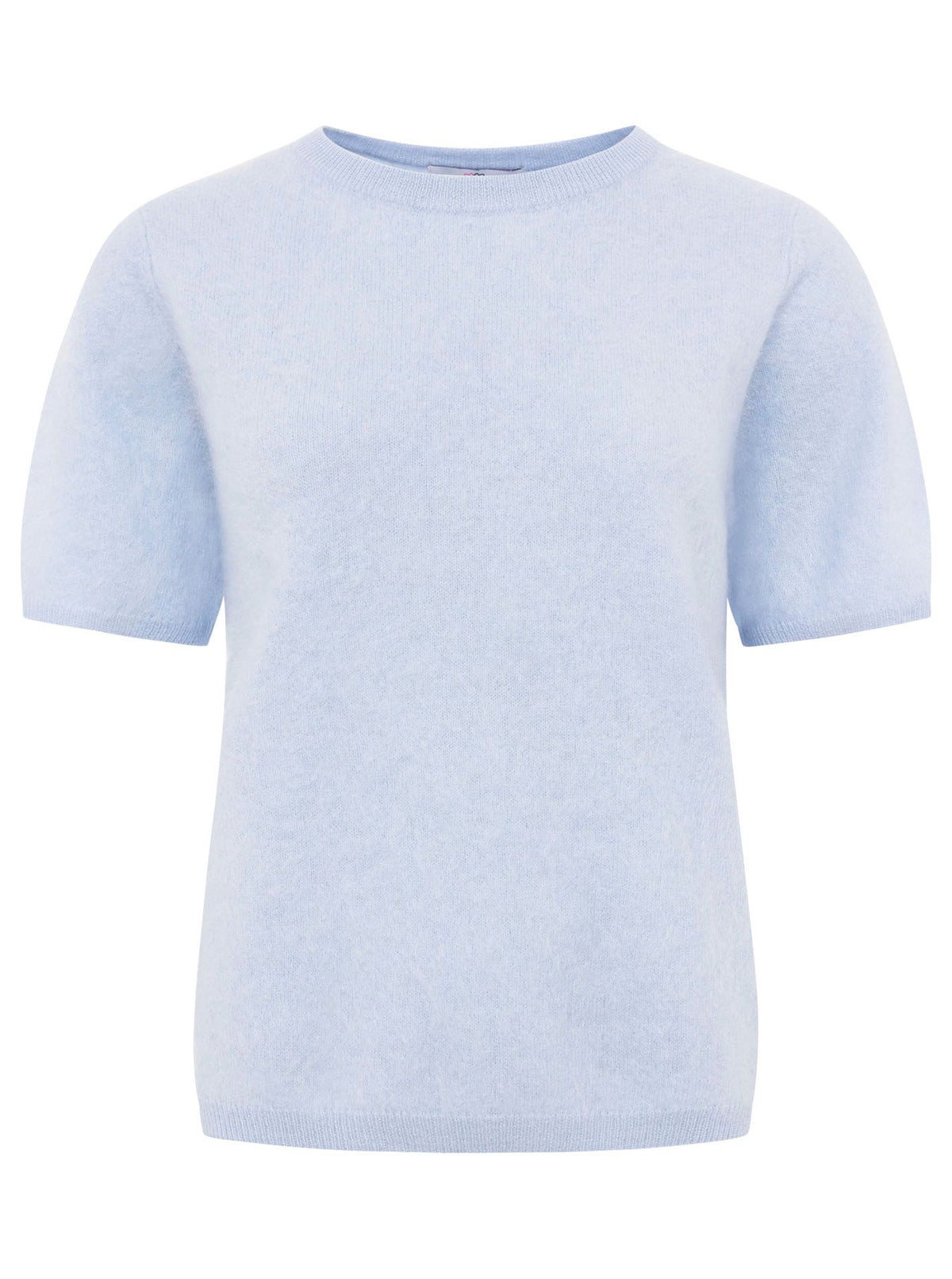 Zwillingsherz 100% Kaschmir T-Shirt aus gebürstetem Cashmere - Hellblau