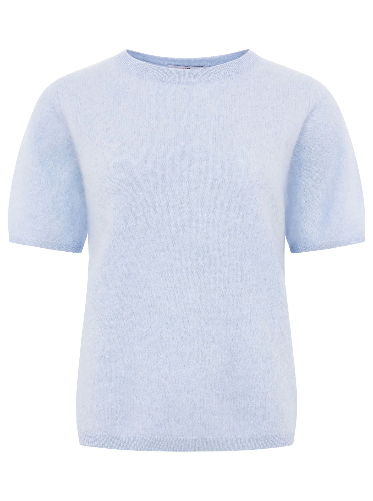 Zwillingsherz 100% Kaschmir T-Shirt aus gebürstetem Cashmere - Hellblau