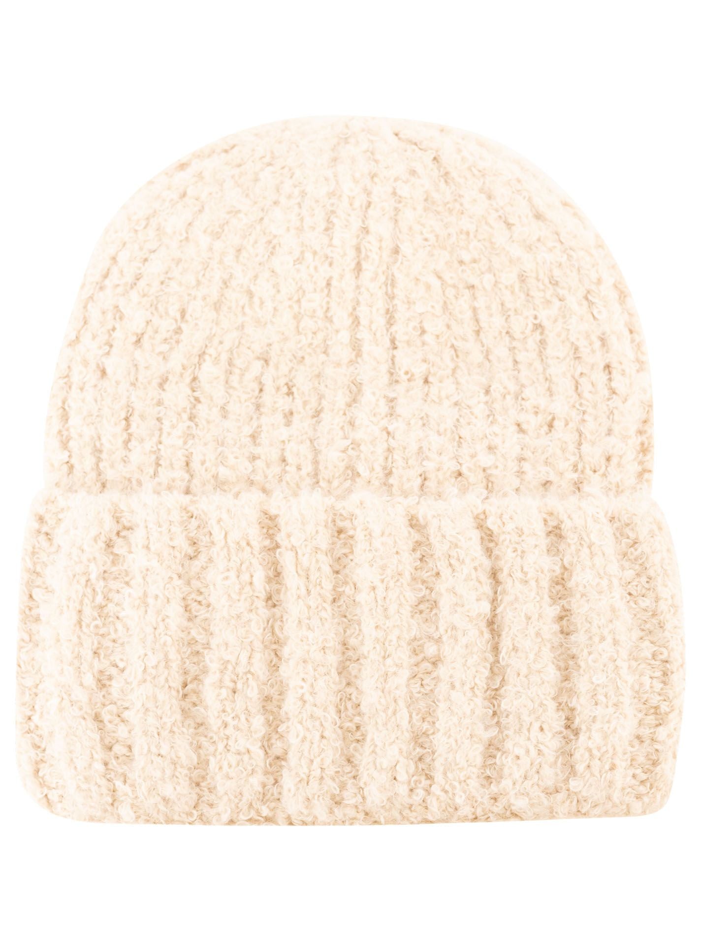 Zwillingsherz - Boucle-Mütze - Beige