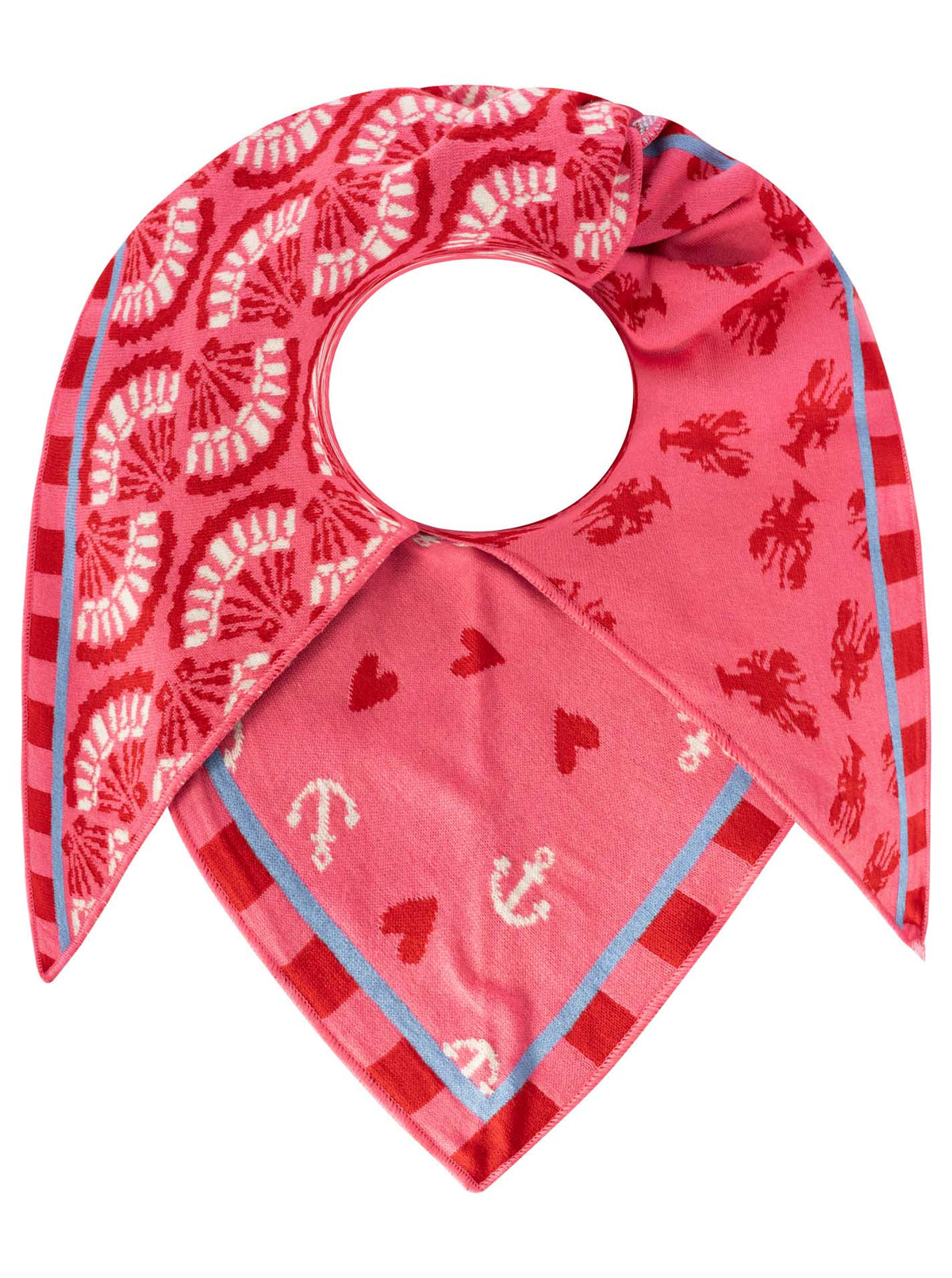 Zwillingsherz Schal/Dreieckstuch "Anker Hummer Herz" - Pink