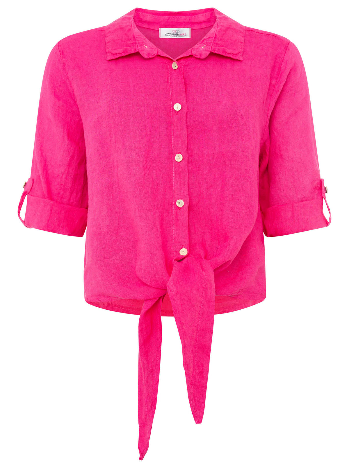 Zwillingsherz - 100% Leinen Bluse mit Knopfleiste - Pink