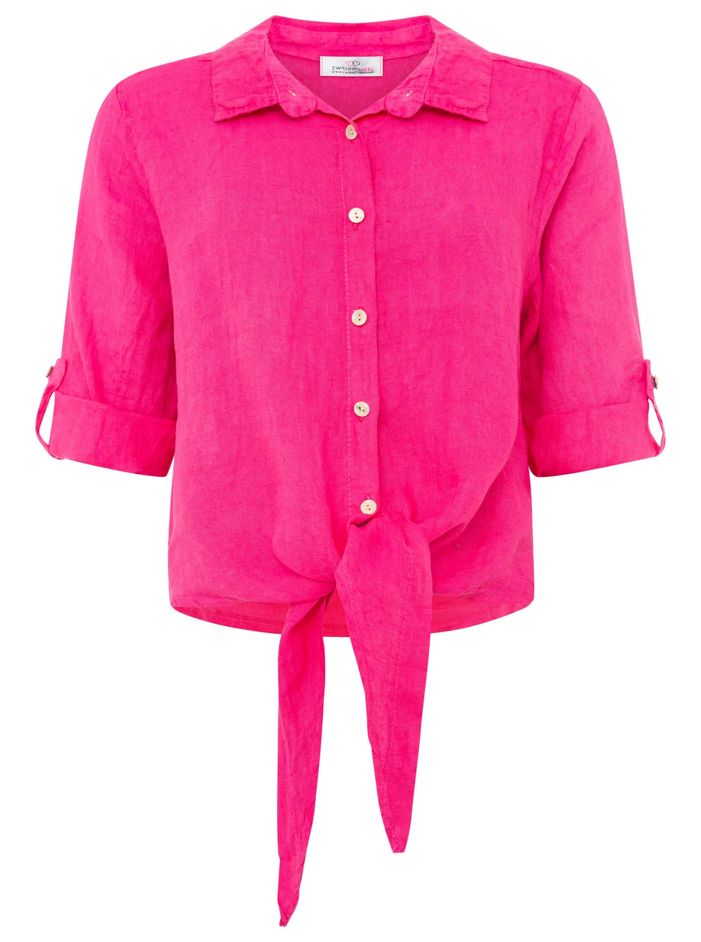 Zwillingsherz - 100% Leinen Bluse mit Knopfleiste - Pink