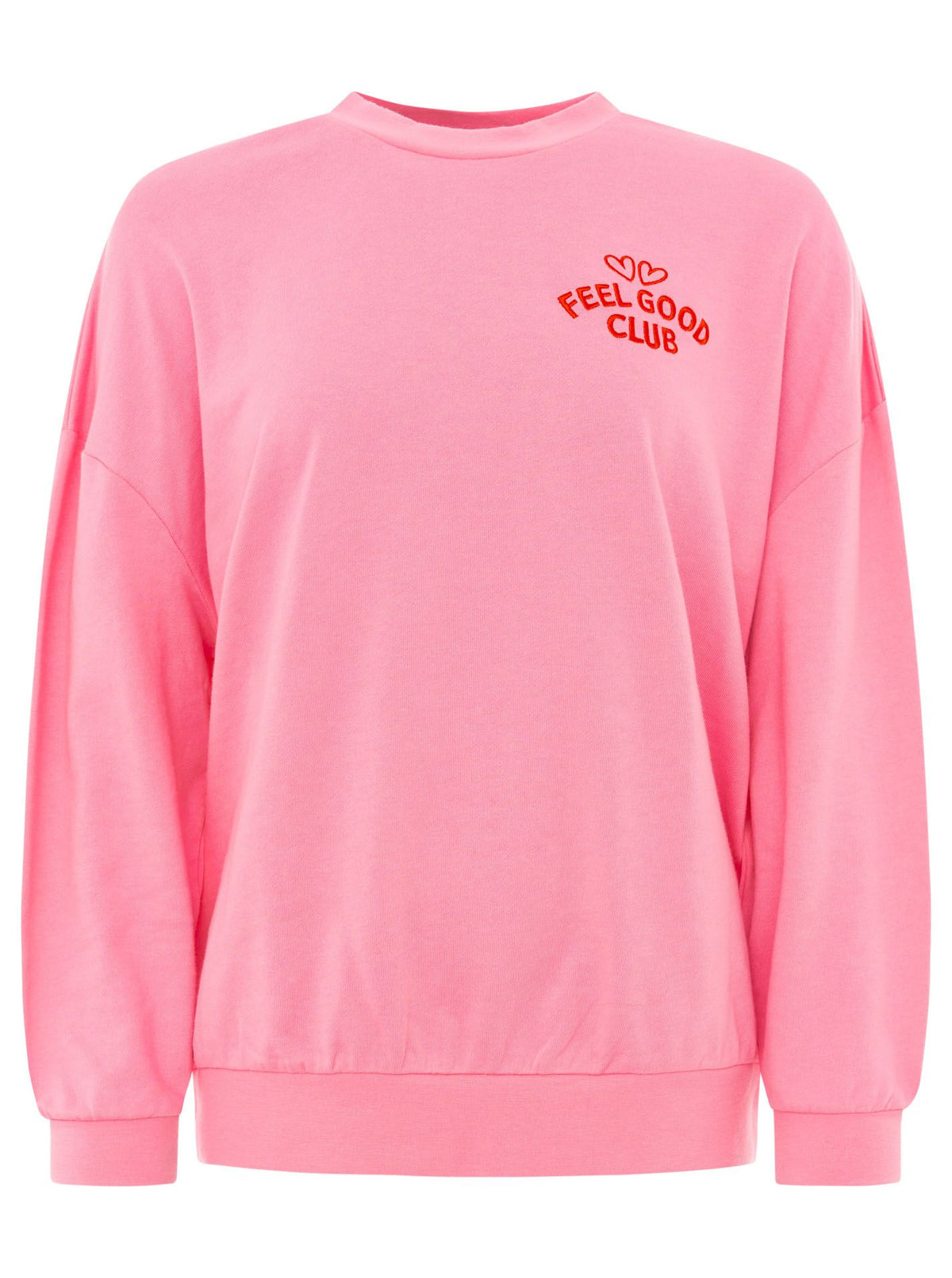 Zwillingsherz Sweatshirt mit Rundhals "Feel Good Club" - Pink