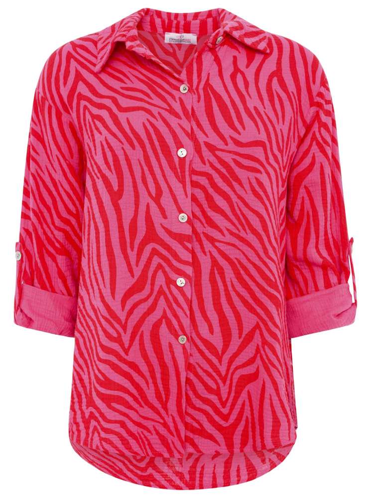 Zwillingsherz - Musselin Bluse Zebra - Rot