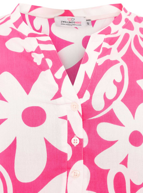 Zwillingsherz - Langarmbluse Flower Paradise - Pink/Weiß