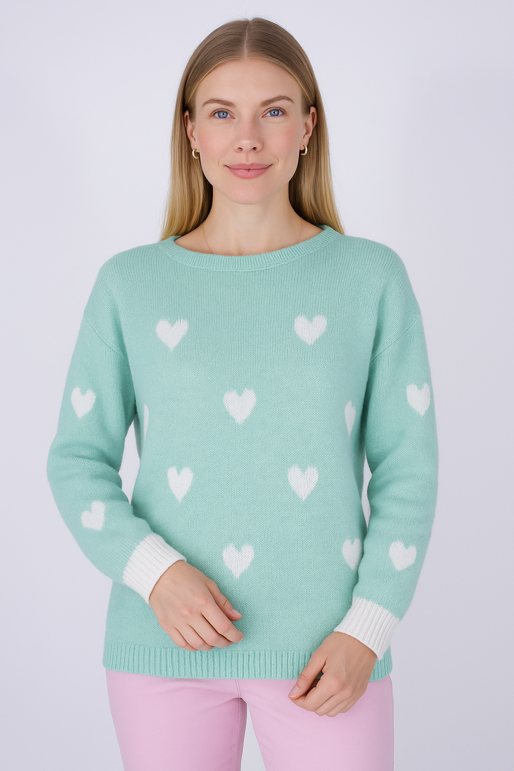 Pullover "Herzen" - Mint