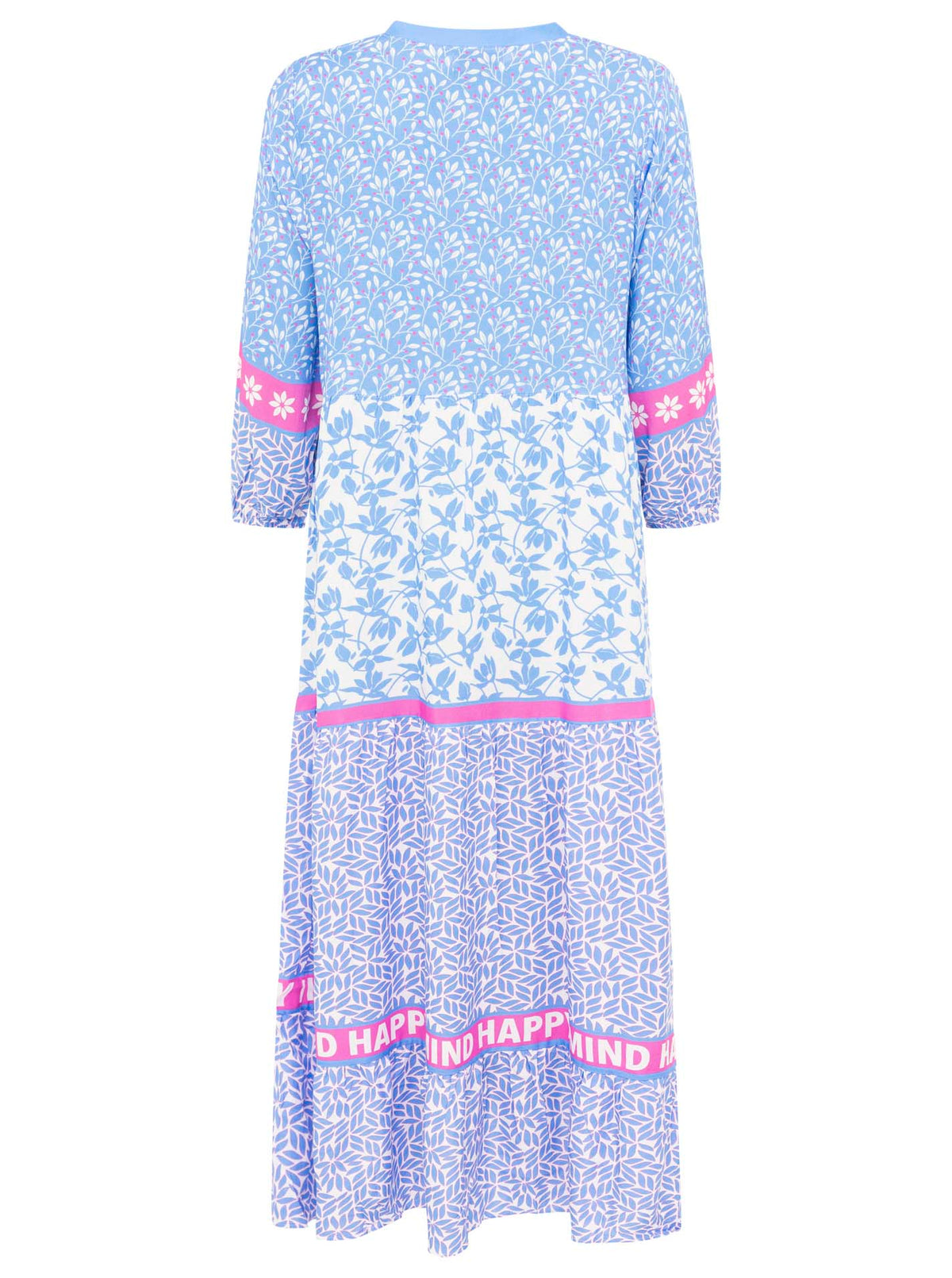 Zwillingsherz - Maxi Kleid Blumen Happy Mind  - Blau/Pink