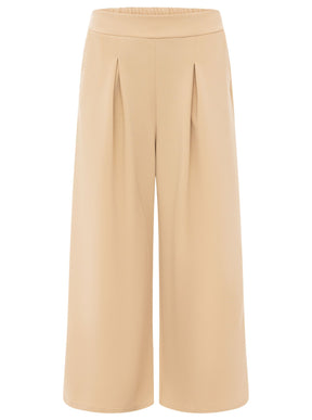 Zwillingsherz Oversize Stoffhose "Bundfalte" - Dunkelbeige