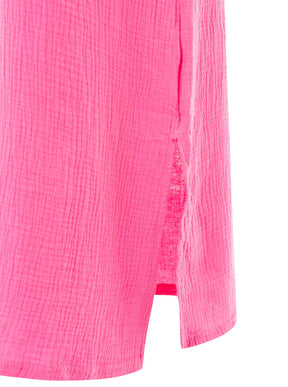 Zwillingsherz - Musselin Kleid lang Spaghettiträger - Pink
