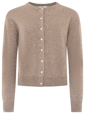 Zwillingsherz Kaschmir Strickjacke Perlmutt (100% Cashmere) - Taupe