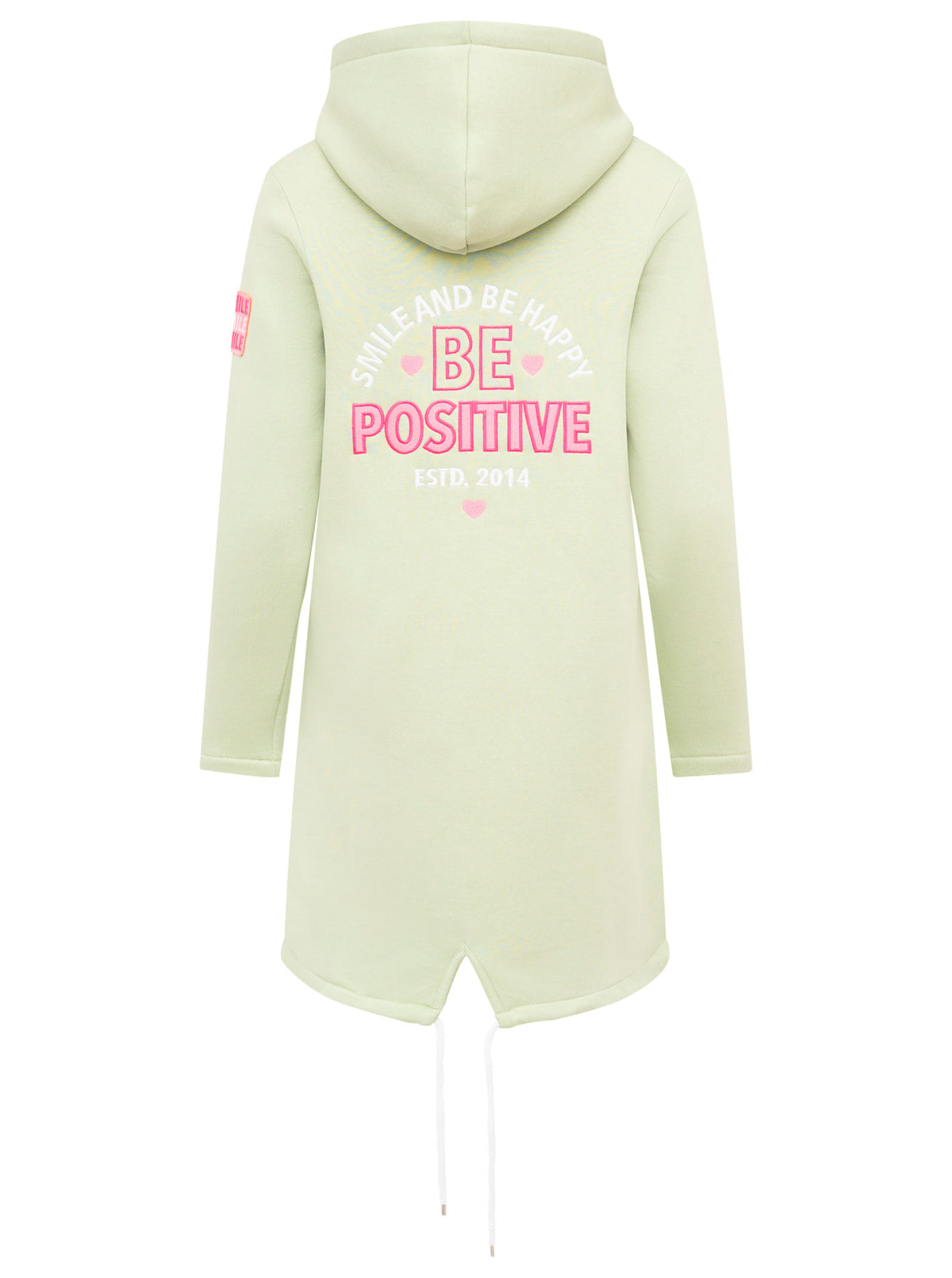 Zwillingsherz - Hoodiemantel "Be Positive Smile" - Salbei
