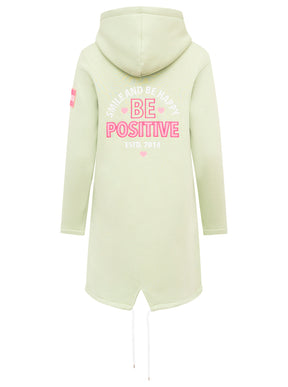 Zwillingsherz - Hoodiemantel "Be Positive Smile" - Salbei