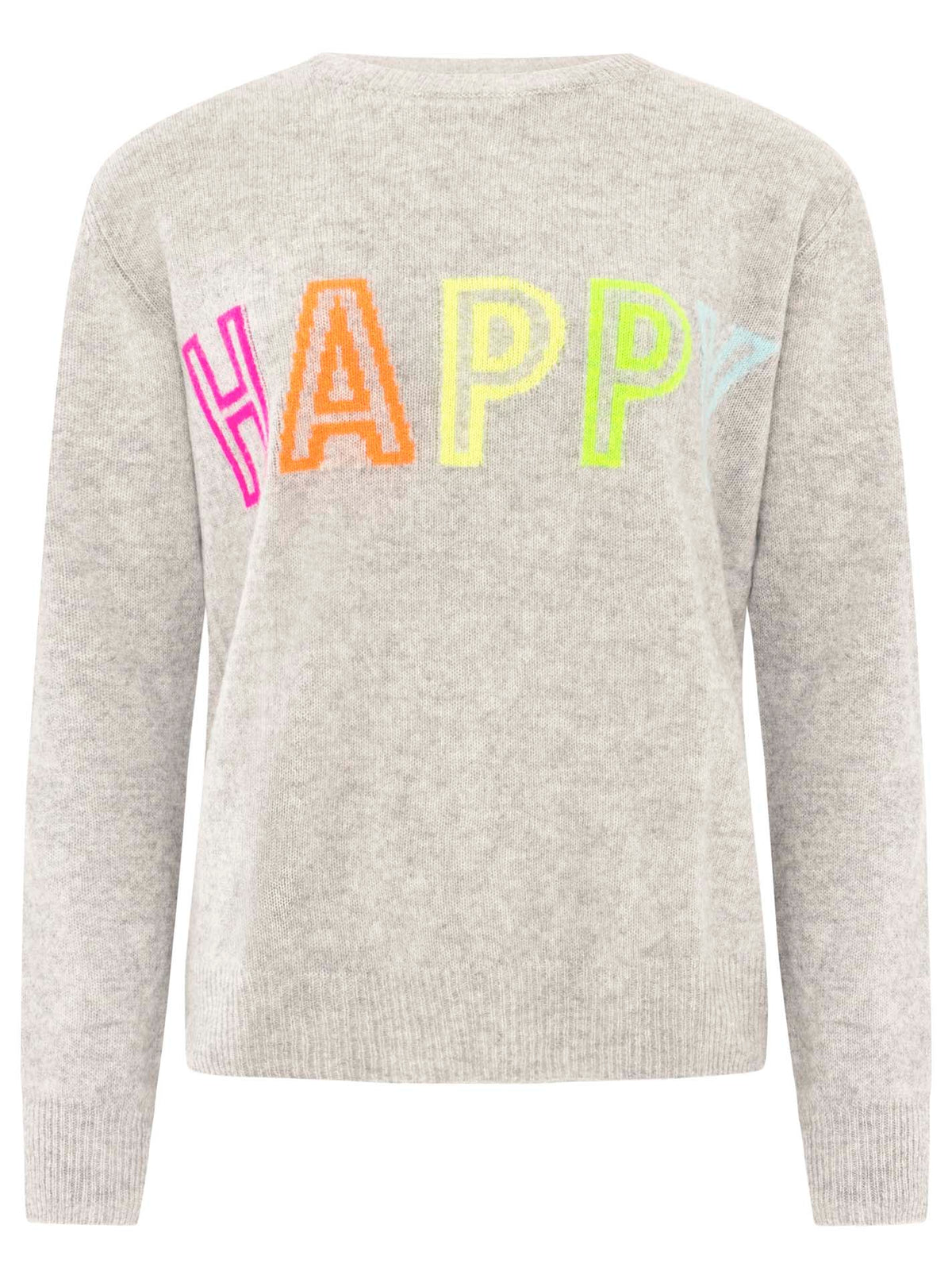 Zwillingsherz 100% Kaschmir Pullover Happy - Hellgrau