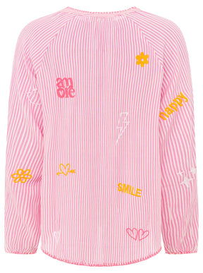 Zwillingsherz - Bluse V-Ausschnitt "Smile & Amore" - Pink