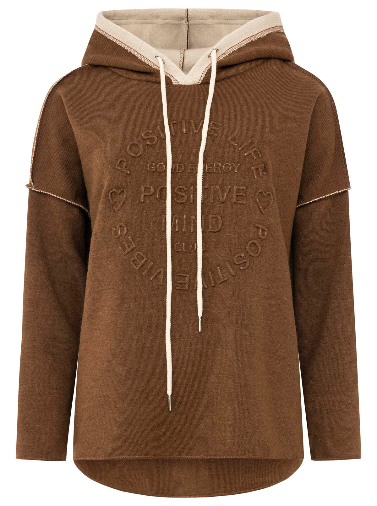 Zwillingsherz - Made in Italy Hoodie "Positive Mind" - Schokobraun