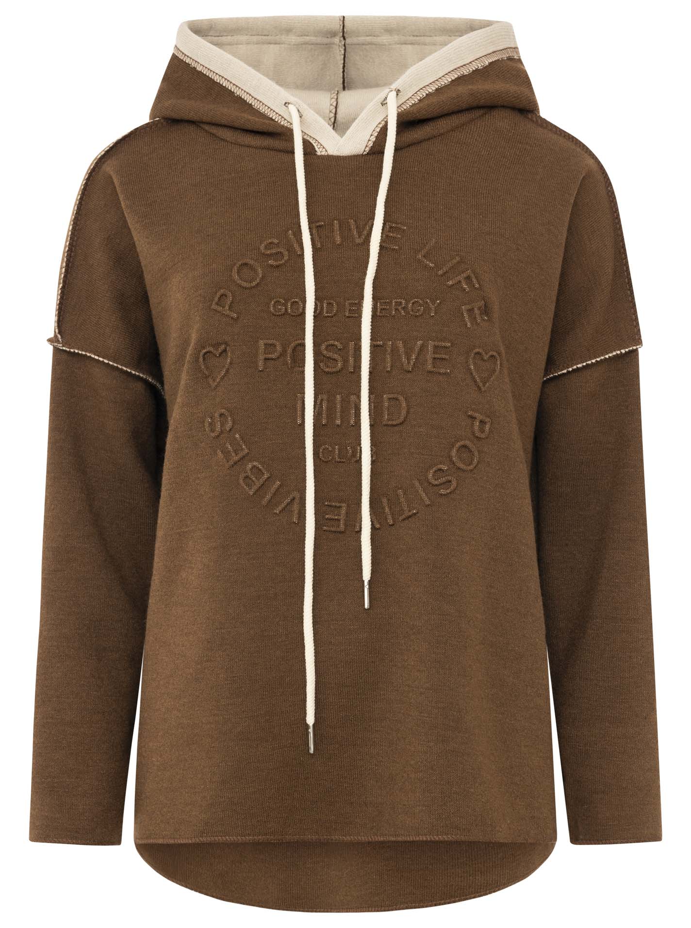 Zwillingsherz - Made in Italy Hoodie "Positive Mind" - Schokobraun