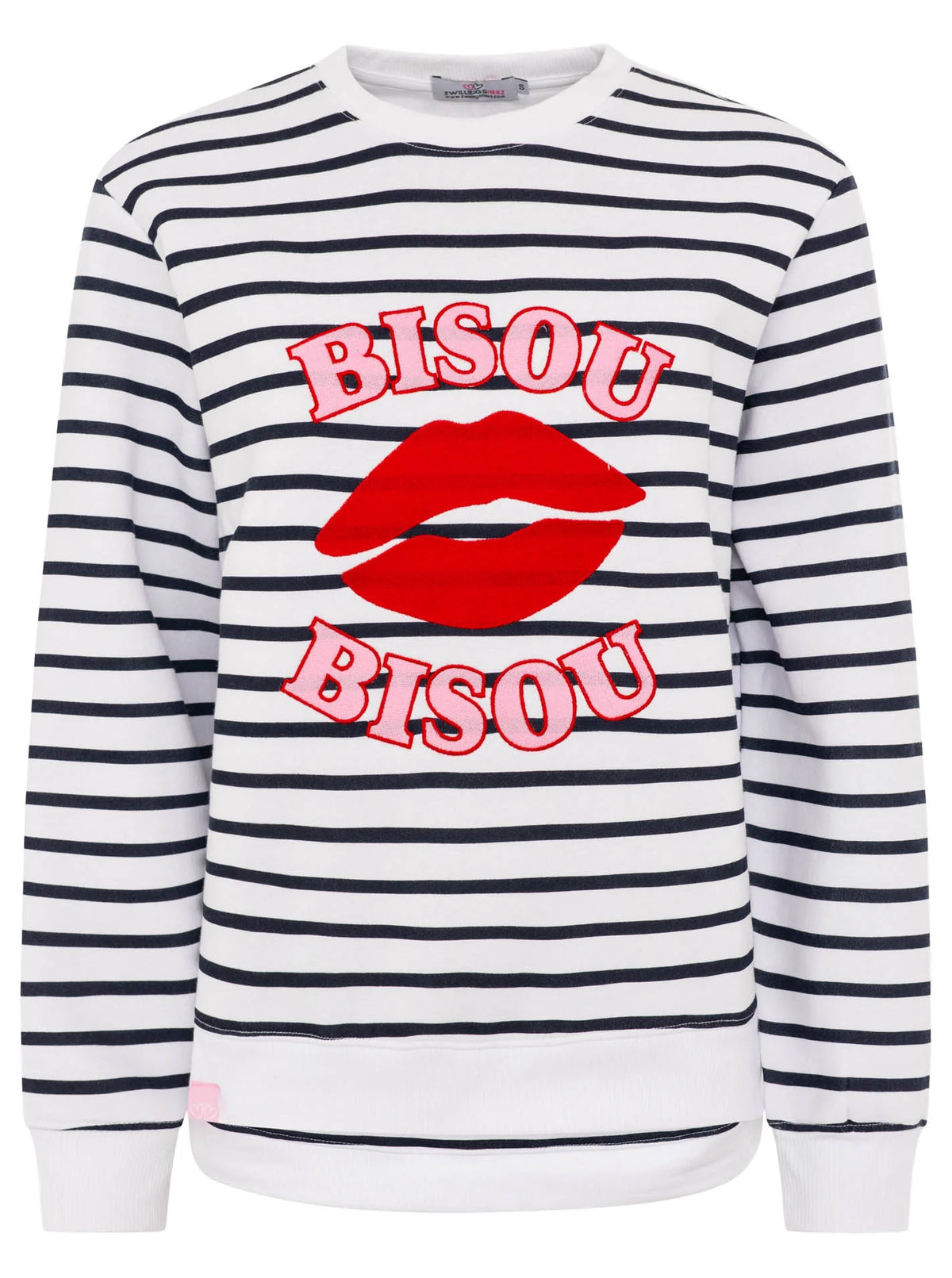 Zwillingsherz Sweatshirt "Bisou" - Streifen
