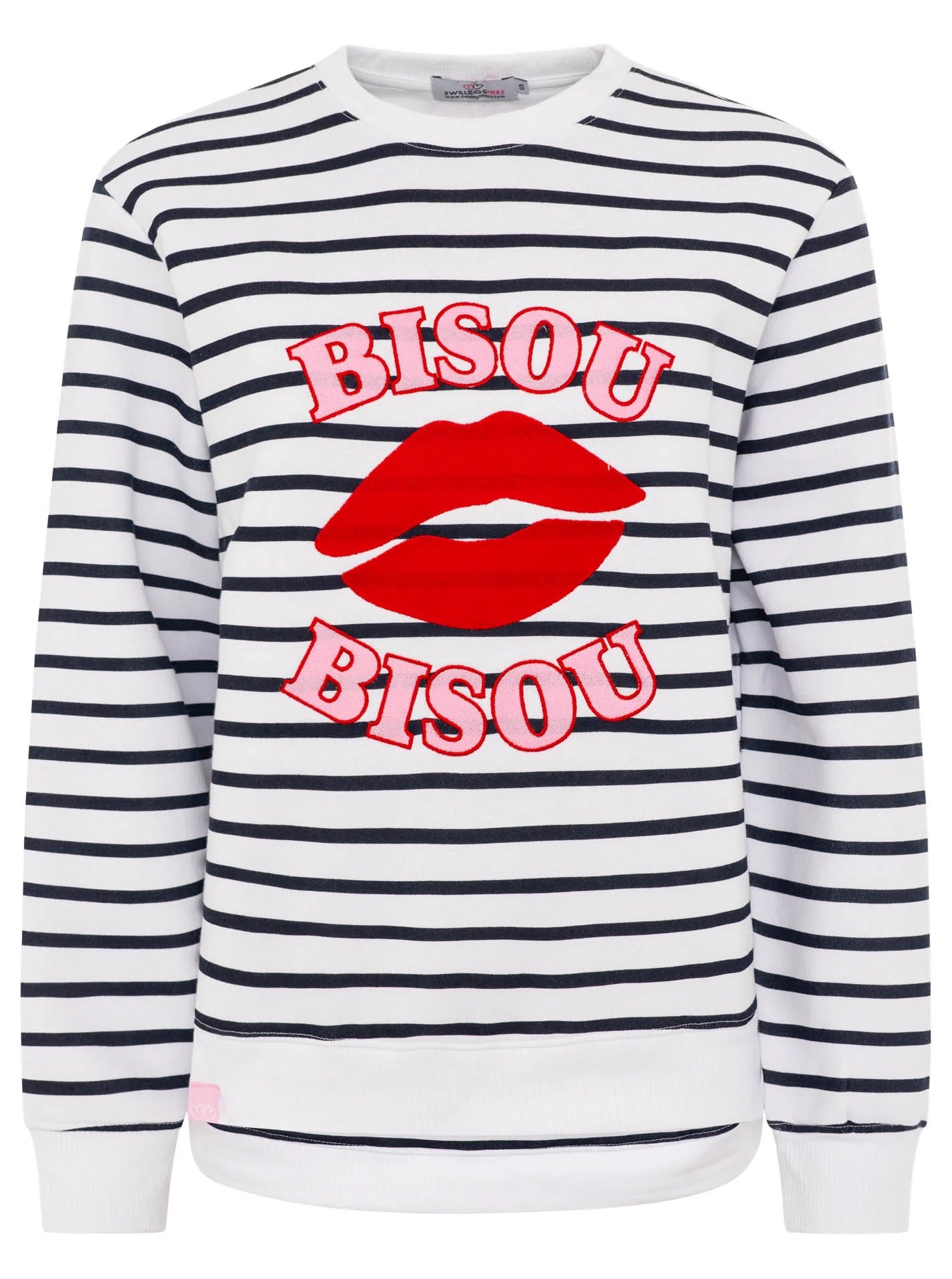 Zwillingsherz Sweatshirt "Bisou" - Streifen