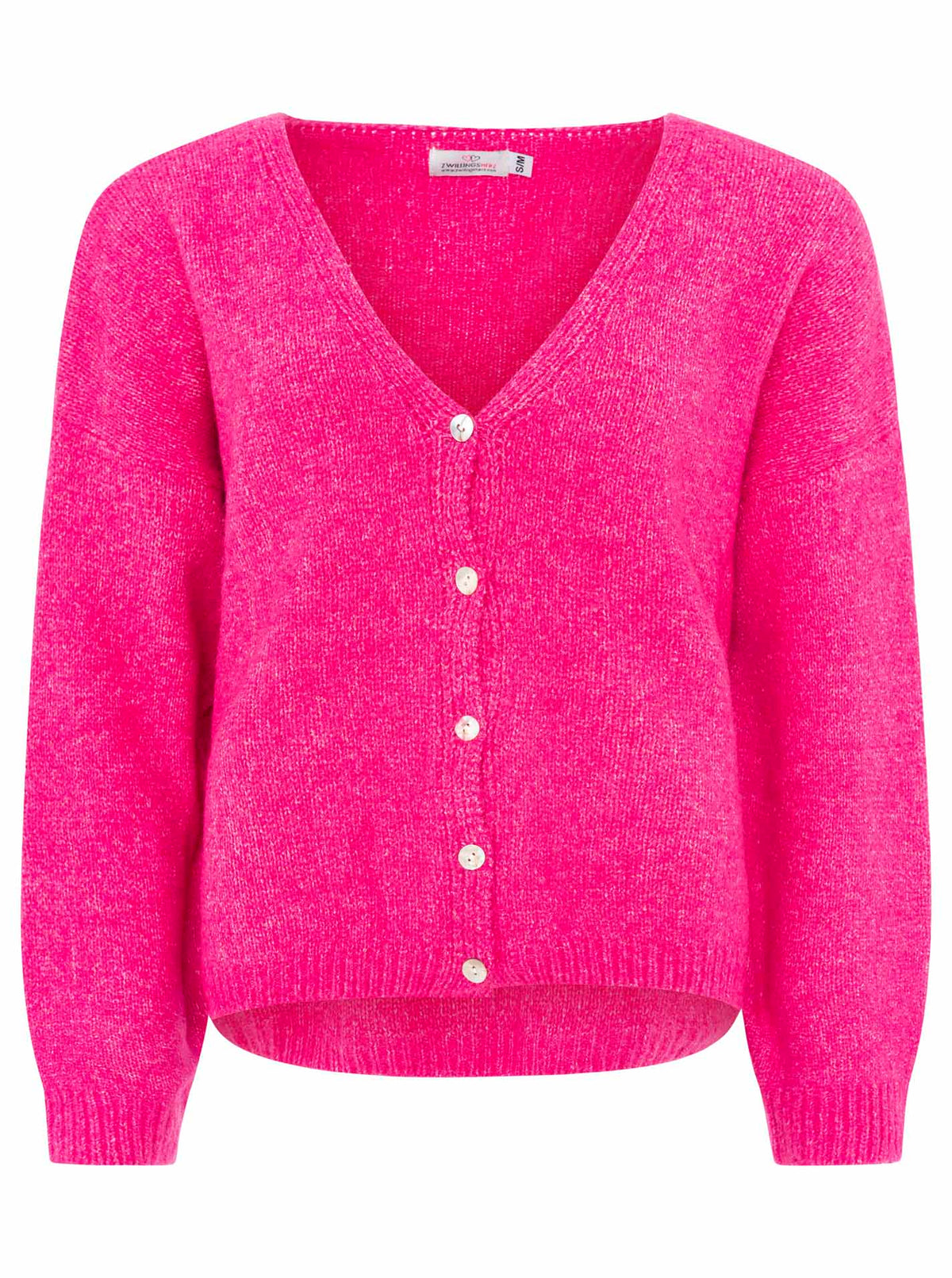 Zwillingsherz - Woll Cardigan mit Knöpfen - Neonpink