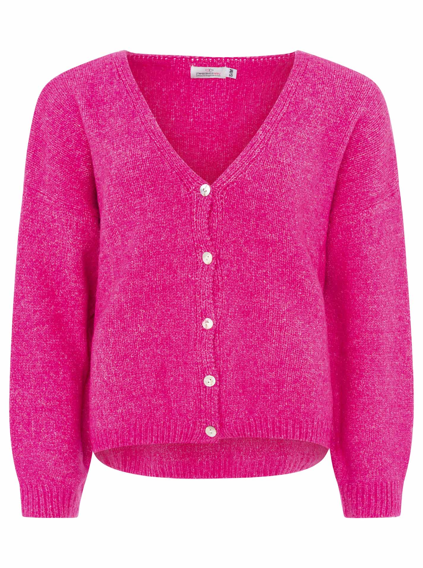Zwillingsherz - Woll Cardigan mit Knöpfen - Neonpink
