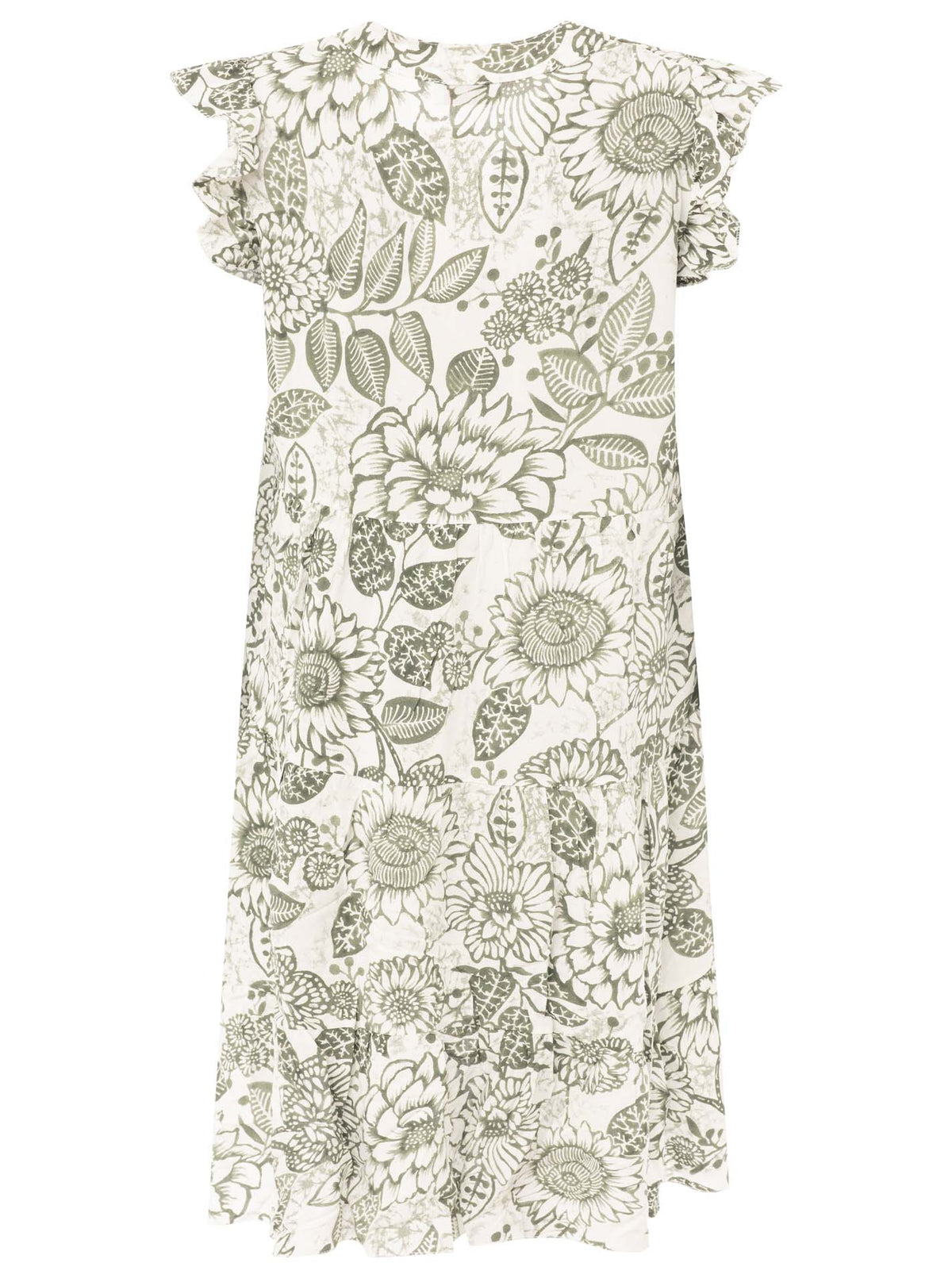 Zwillingsherz - Ärmelloses Viskose Kleid "Flowers" - Grün (SuperSale - keine Retoure)