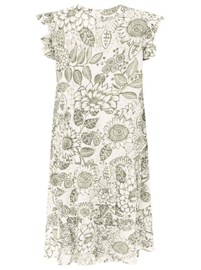 Zwillingsherz - Ärmelloses Viskose Kleid "Flowers" - Grün (SuperSale - keine Retoure)