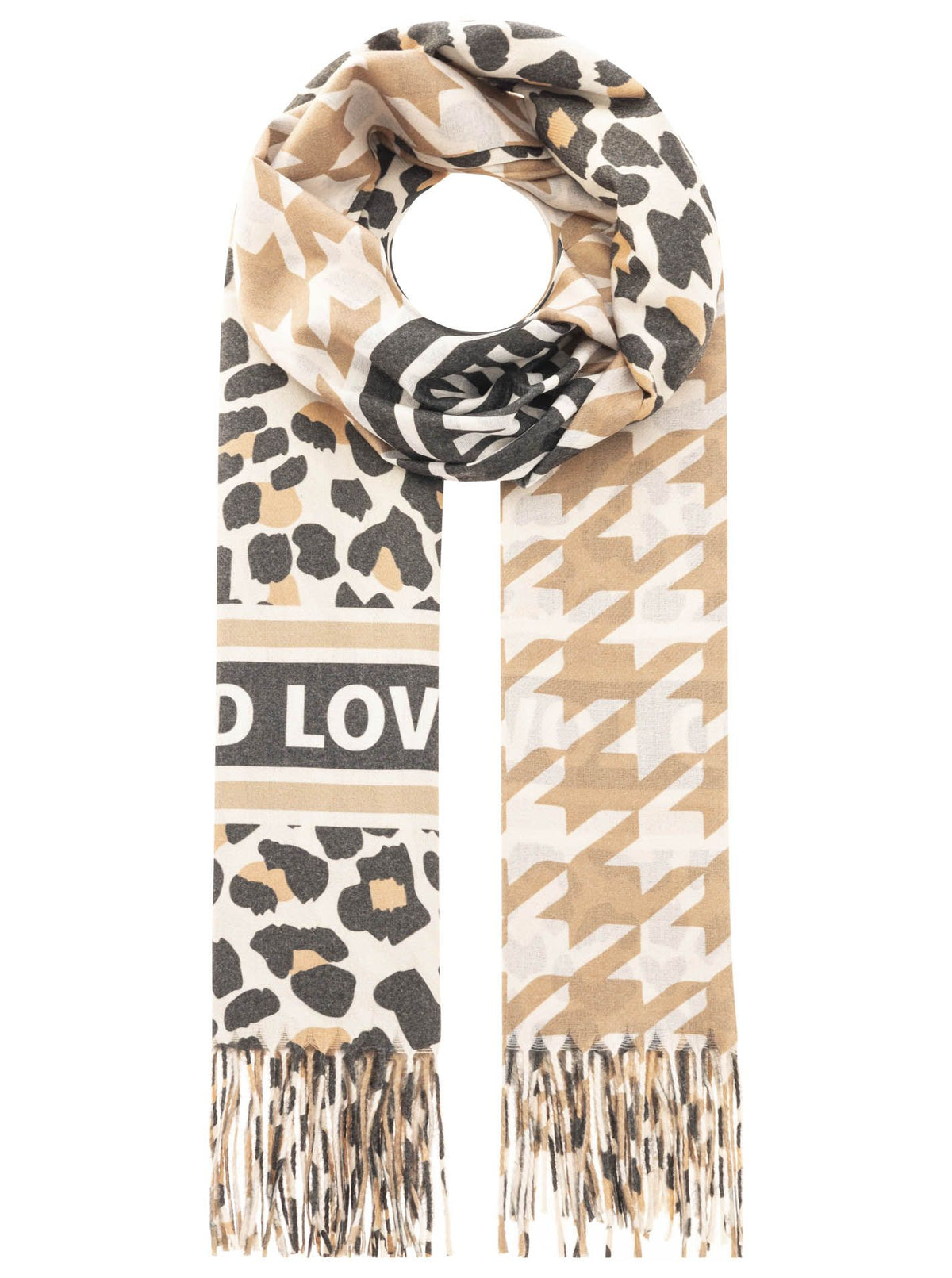 Zwillingsherz Schal - "Leo Love" - Beige/Schwarz