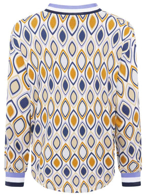 Zwillingsherz - Blusenshirt Ornamente - Blau/Gelb