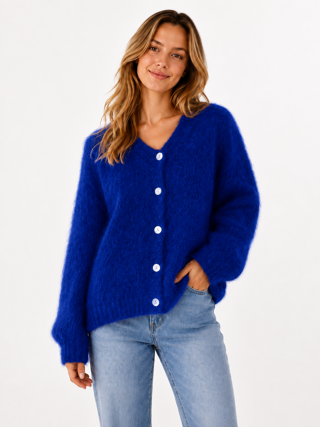 Flair - Cardigan mit feinem Kid Mohair - Royalblau