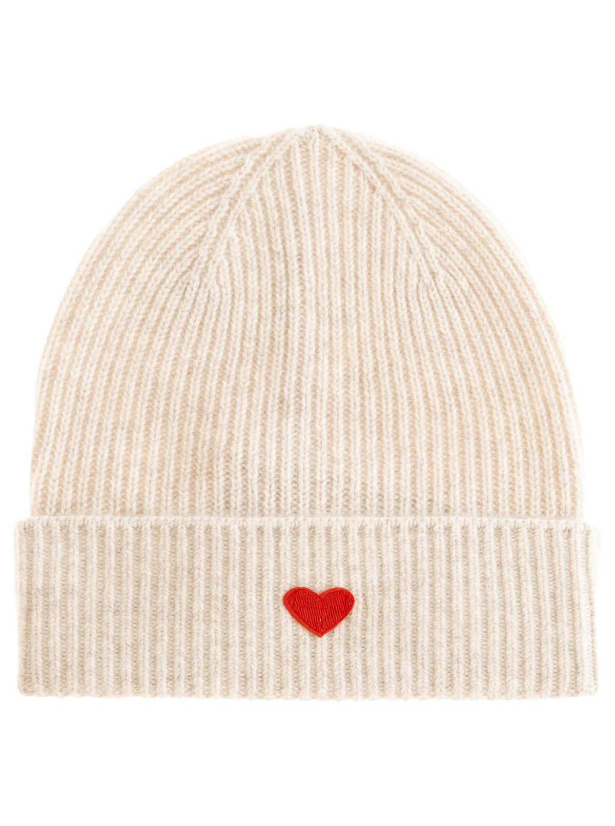 Zwillingsherz - 100% Cashmere Mütze Herz - Beige