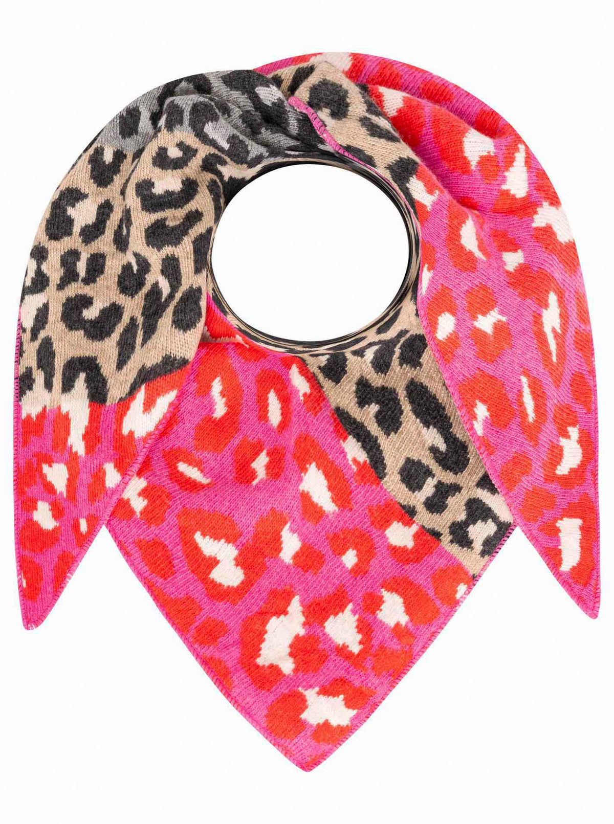 Zwillingsherz - Dreieckstuch/Schal "Kaschmir Leo" - Beige/Pink
