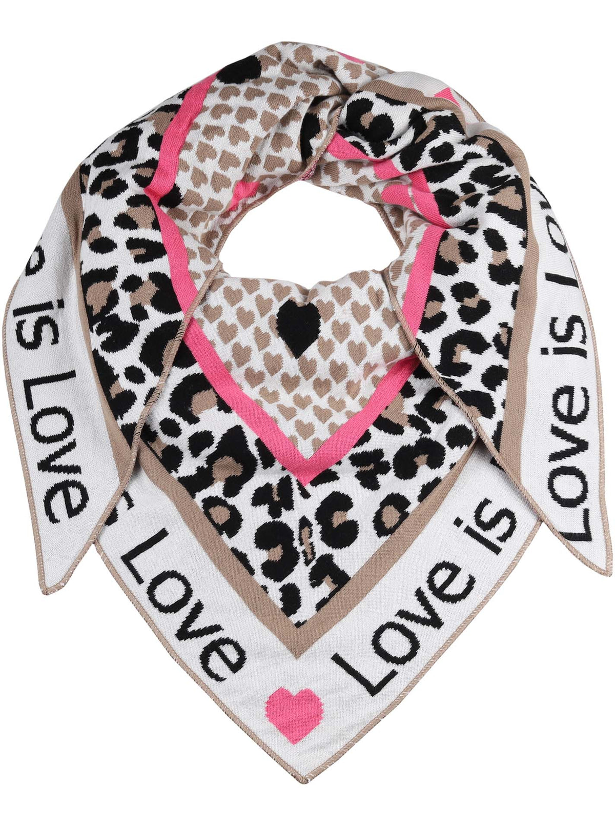 Zwillingsherz Schal - Dreieckstuch "Love is Love" Baumwolle - Beige