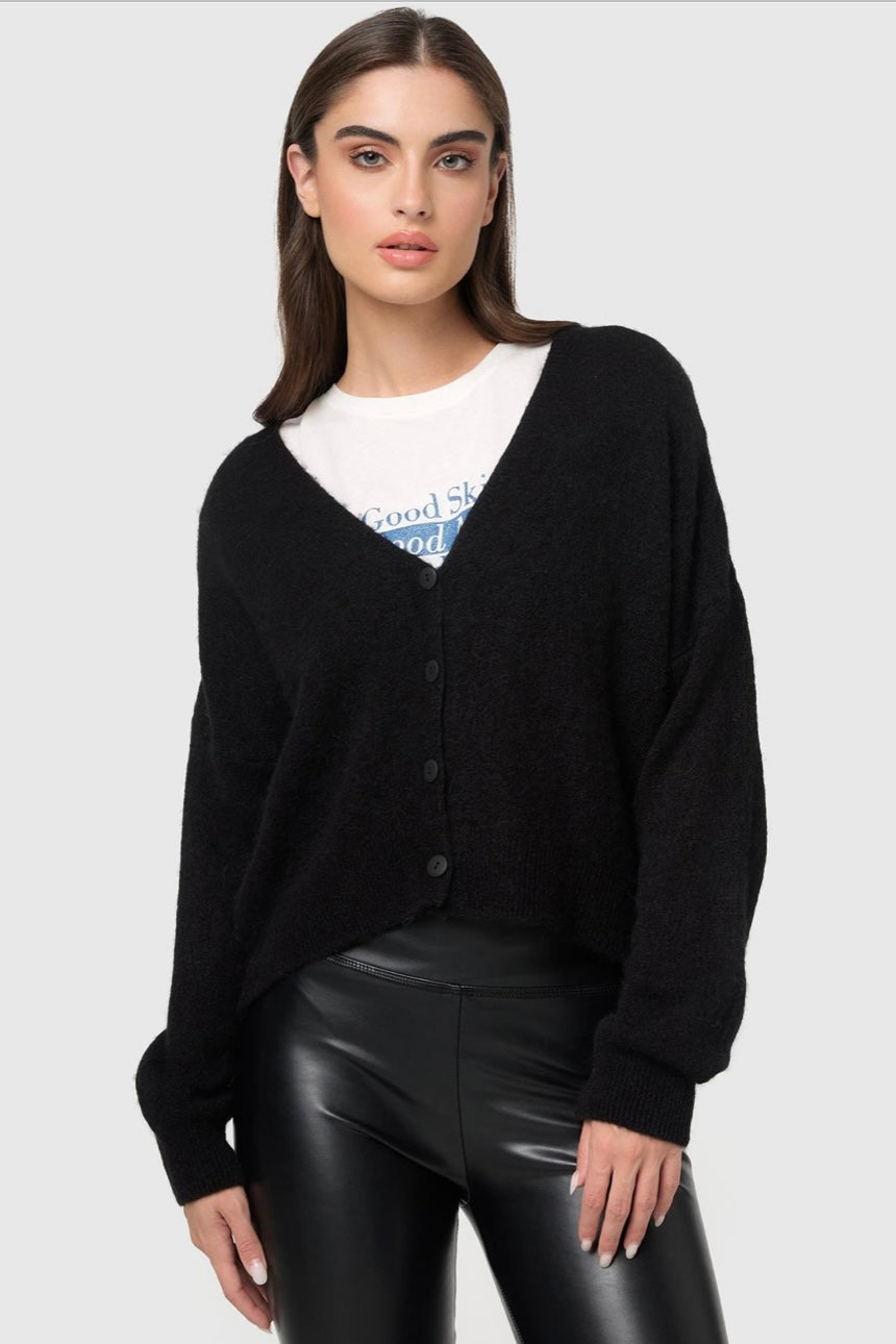 Wasabi - Trendig weicher Baby Alpaka Cardigan - Schwarz