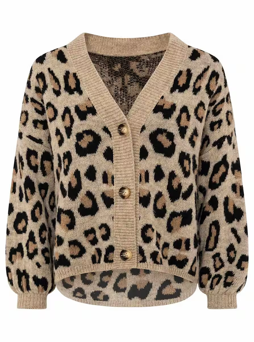 Zwillingsherz - Stilvoller Leo Cardigan Beige/Schwarz