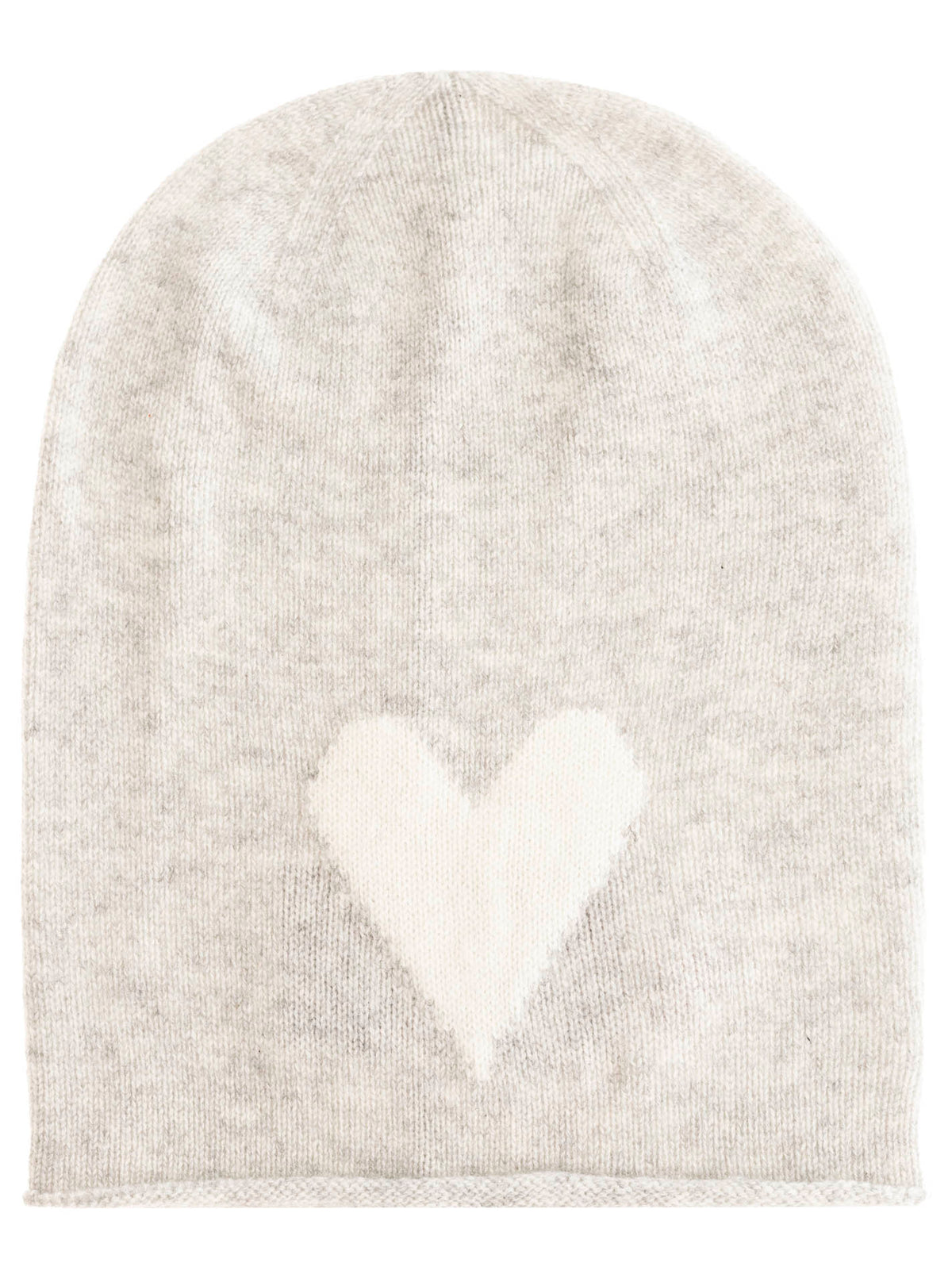 Zwillingsherz Damen Kaschmir-Beanie Herz Motiv (100% Cashmere) - Grau