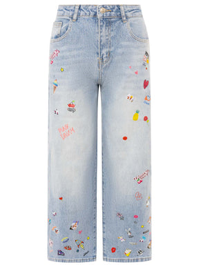 Zwillingsherz - Oversized Jeans Stich - Blau