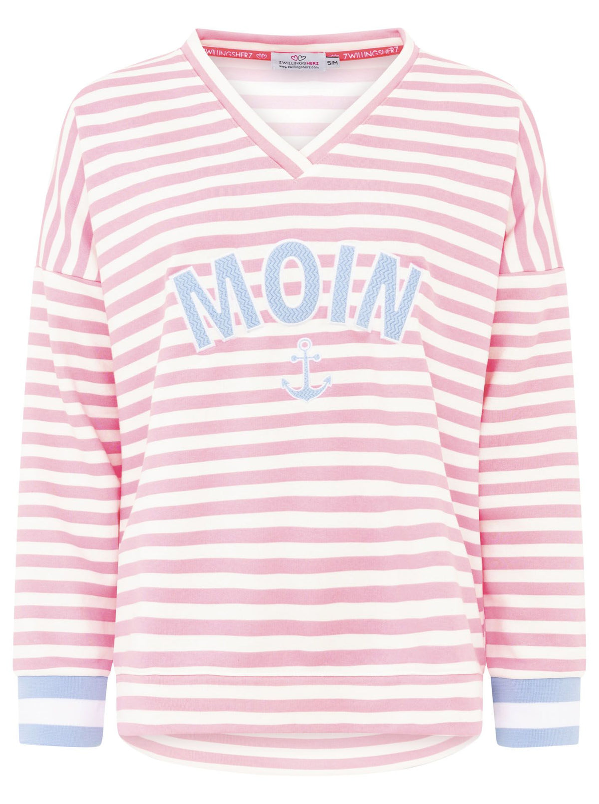 Zwillingsherz - Moin Sweatshirt Streifen - Rosa/Blau