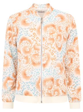 Zwillingsherz -  Blouson / Sweatjacke Zipper Summer Leo/Leopard - Beige/Blau