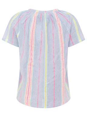 Zwillingsherz - Kurzarmbluse Summer Stripes - Blau